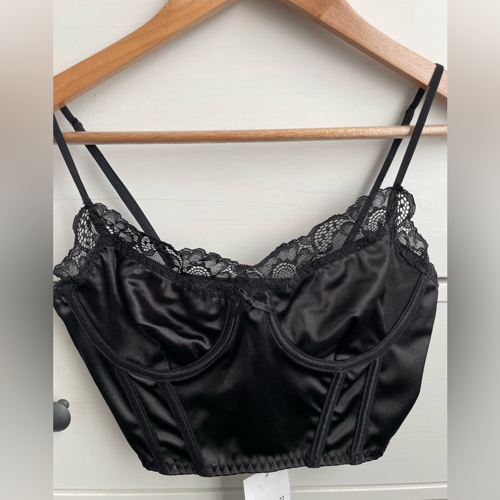 Black Satin Bustier (S) NWT